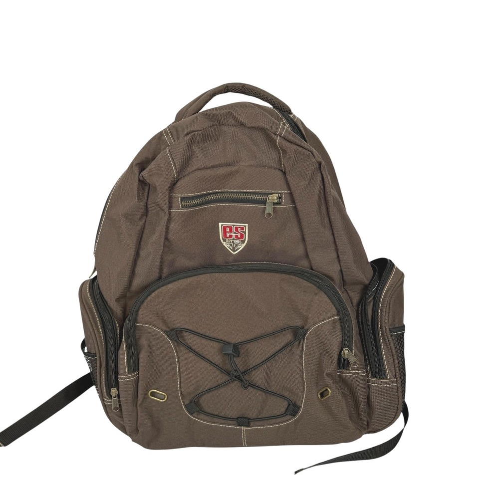 Eastsport Backpack Brown Canvas Multi-Pocket Bungee School Bag 112350WM